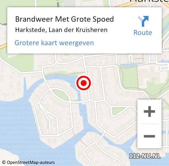 Locatie op kaart van de 112 melding: Brandweer Met Grote Spoed Naar Harkstede, Laan der Kruisheren op 16 november 2024 13:04