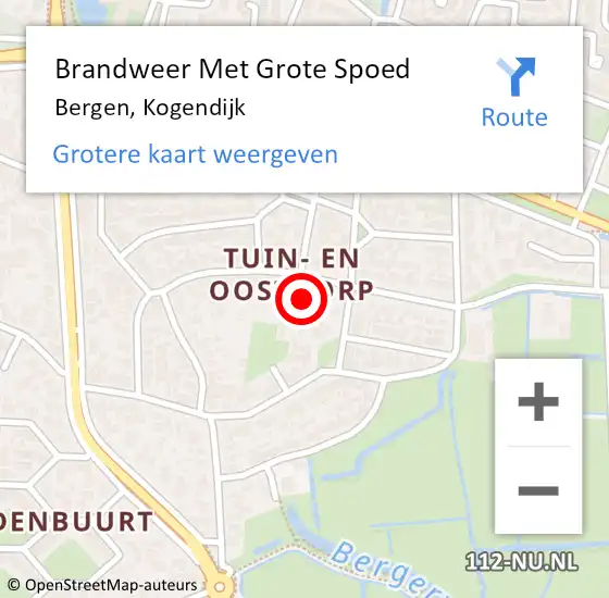 Locatie op kaart van de 112 melding: Brandweer Met Grote Spoed Naar Bergen, Kogendijk op 16 november 2024 13:29