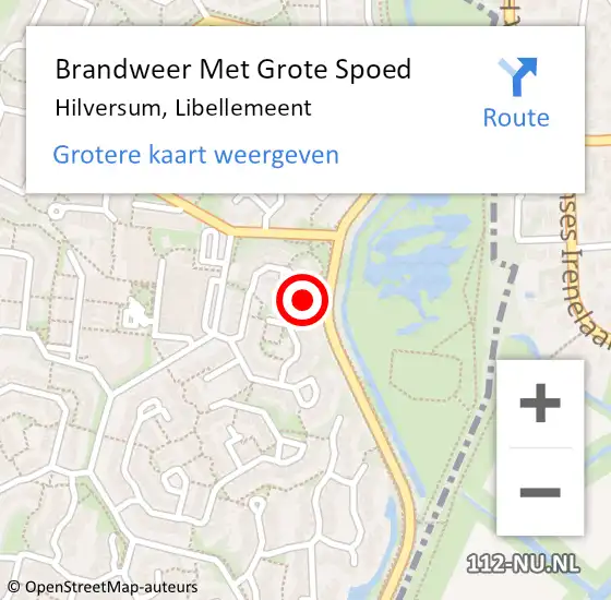 Locatie op kaart van de 112 melding: Brandweer Met Grote Spoed Naar Hilversum, Libellemeent op 16 november 2024 13:48