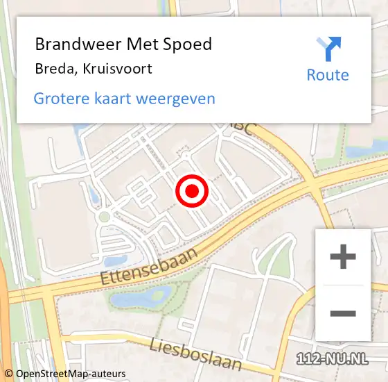 Locatie op kaart van de 112 melding: Brandweer Met Spoed Naar Breda, Kruisvoort op 16 november 2024 14:00