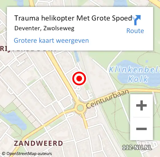 Locatie op kaart van de 112 melding: Trauma helikopter Met Grote Spoed Naar Deventer, Zwolseweg op 16 november 2024 14:12