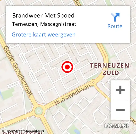 Locatie op kaart van de 112 melding: Brandweer Met Spoed Naar Terneuzen, Mascagnistraat op 16 november 2024 14:18