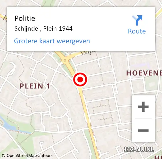 Locatie op kaart van de 112 melding: Politie Schijndel, Plein 1944 op 16 november 2024 14:20