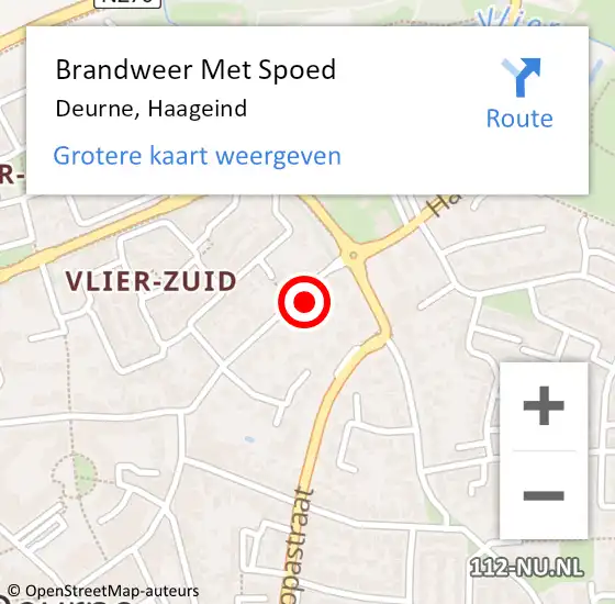 Locatie op kaart van de 112 melding: Brandweer Met Spoed Naar Deurne, Haageind op 16 november 2024 14:28