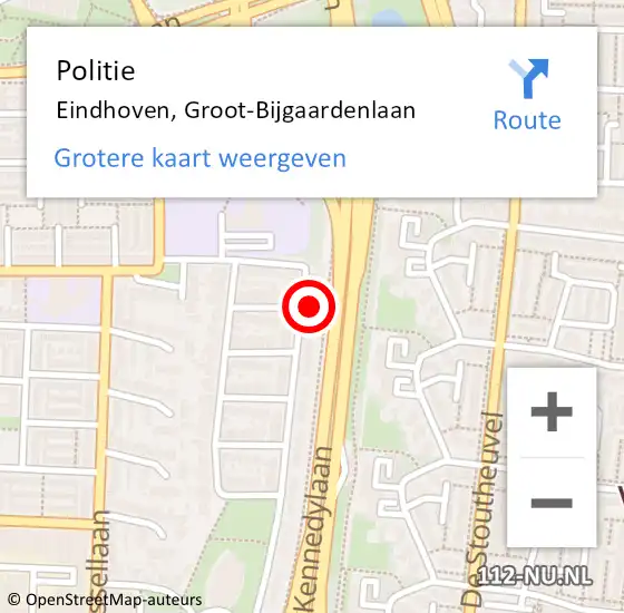 Locatie op kaart van de 112 melding: Politie Eindhoven, Groot-Bijgaardenlaan op 16 november 2024 14:32