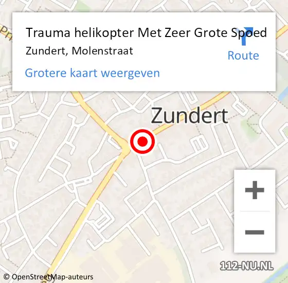 Locatie op kaart van de 112 melding: Trauma helikopter Met Zeer Grote Spoed Naar Zundert, Molenstraat op 16 november 2024 14:52