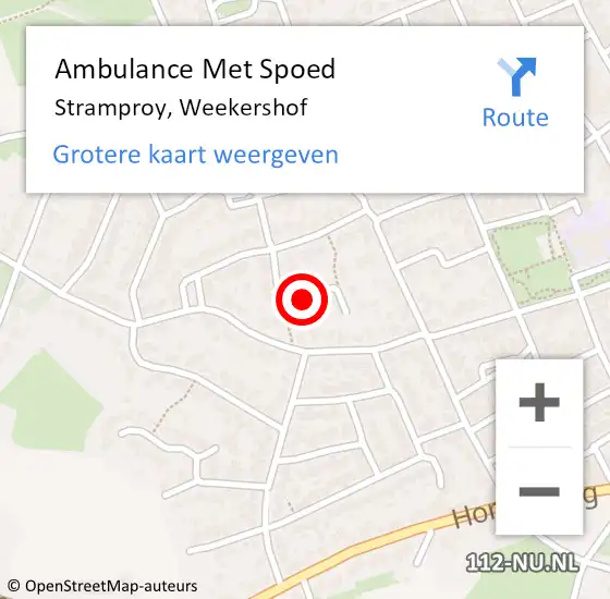 Locatie op kaart van de 112 melding: Ambulance Met Spoed Naar Stramproy, Weekershof op 16 november 2024 15:03