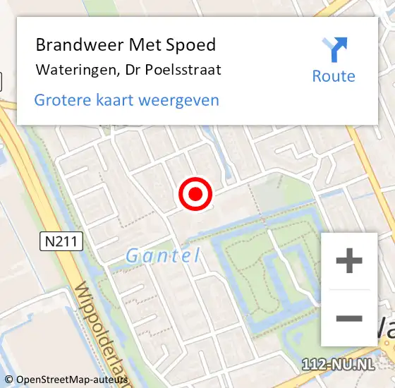 Locatie op kaart van de 112 melding: Brandweer Met Spoed Naar Wateringen, Dr Poelsstraat op 16 november 2024 15:13