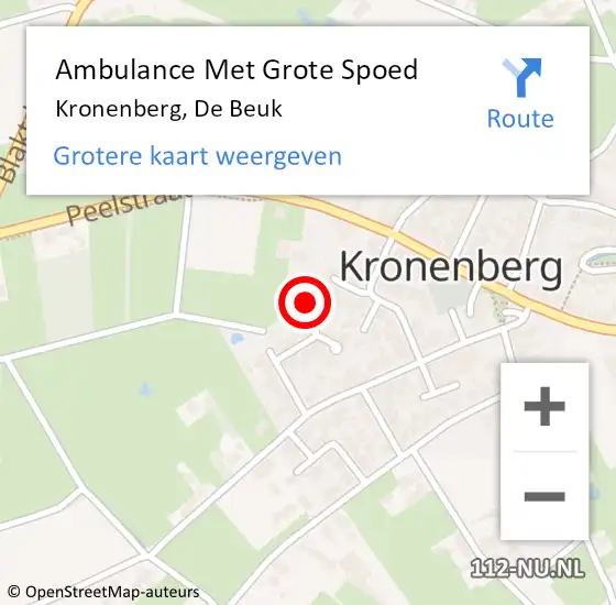 Locatie op kaart van de 112 melding: Ambulance Met Grote Spoed Naar Kronenberg, De Beuk op 27 oktober 2014 09:45