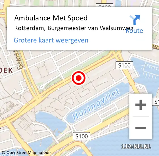 Locatie op kaart van de 112 melding: Ambulance Met Spoed Naar Rotterdam, Burgemeester van Walsumweg op 16 november 2024 15:28