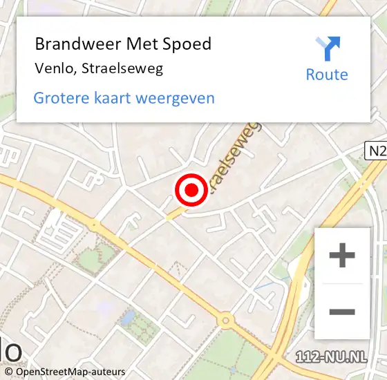 Locatie op kaart van de 112 melding: Brandweer Met Spoed Naar Venlo, Straelseweg op 16 november 2024 15:31