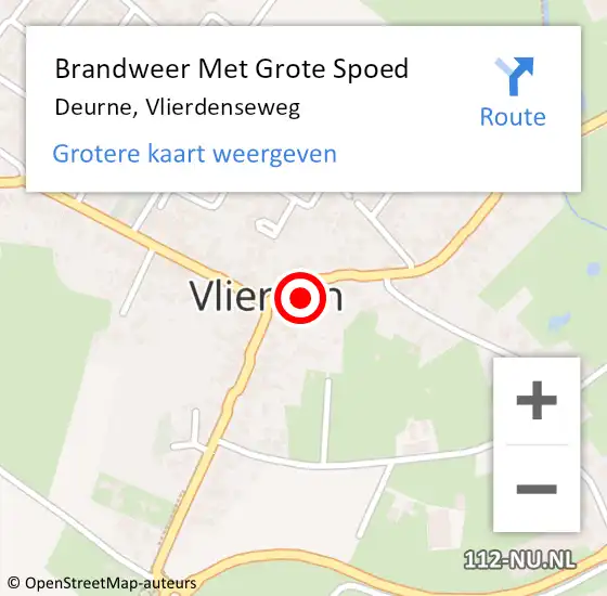 Locatie op kaart van de 112 melding: Brandweer Met Grote Spoed Naar Deurne, Vlierdenseweg op 16 november 2024 15:43