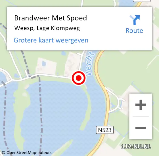 Locatie op kaart van de 112 melding: Brandweer Met Spoed Naar Weesp, Lage Klompweg op 16 november 2024 16:21