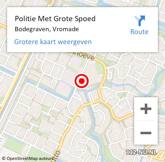 Locatie op kaart van de 112 melding: Politie Met Grote Spoed Naar Bodegraven, Vromade op 16 november 2024 16:24