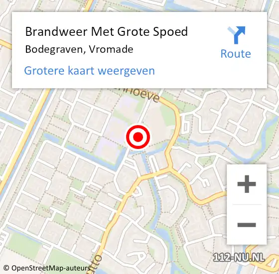 Locatie op kaart van de 112 melding: Brandweer Met Grote Spoed Naar Bodegraven, Vromade op 16 november 2024 16:25