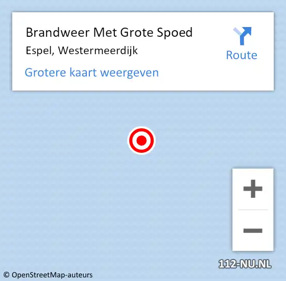 Locatie op kaart van de 112 melding: Brandweer Met Grote Spoed Naar Espel, Westermeerdijk op 16 november 2024 16:25