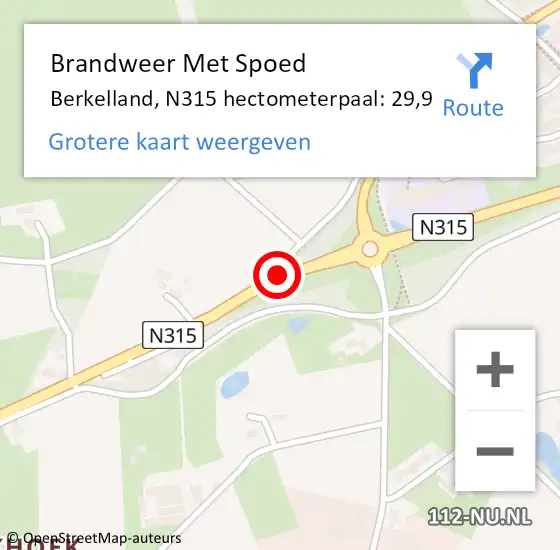 Locatie op kaart van de 112 melding: Brandweer Met Spoed Naar Berkelland, N315 hectometerpaal: 29,9 op 16 november 2024 16:28