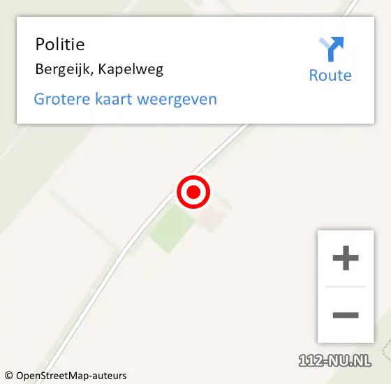 Locatie op kaart van de 112 melding: Politie Bergeijk, Kapelweg op 16 november 2024 16:47