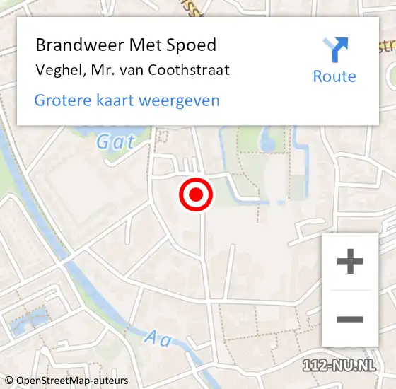 Locatie op kaart van de 112 melding: Brandweer Met Spoed Naar Veghel, Mr. van Coothstraat op 16 november 2024 16:47