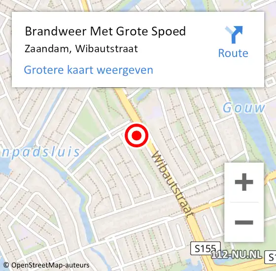 Locatie op kaart van de 112 melding: Brandweer Met Grote Spoed Naar Zaandam, Wibautstraat op 16 november 2024 16:49