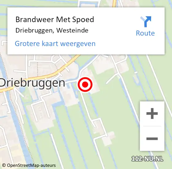 Locatie op kaart van de 112 melding: Brandweer Met Spoed Naar Driebruggen, Westeinde op 16 november 2024 16:51