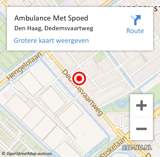 Locatie op kaart van de 112 melding: Ambulance Met Spoed Naar Den Haag, Dedemsvaartweg op 16 november 2024 17:00