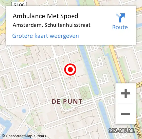 Locatie op kaart van de 112 melding: Ambulance Met Spoed Naar Amsterdam, Schuitenhuisstraat op 16 november 2024 17:10