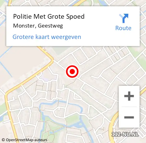 Locatie op kaart van de 112 melding: Politie Met Grote Spoed Naar Monster, Geestweg op 16 november 2024 17:27