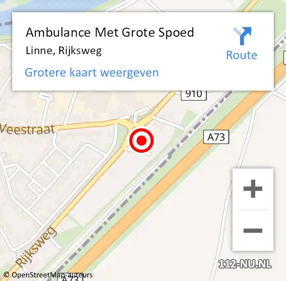 Locatie op kaart van de 112 melding: Ambulance Met Grote Spoed Naar Linne, Rijksweg op 16 november 2024 17:34