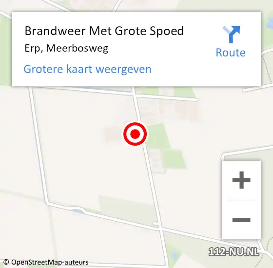 Locatie op kaart van de 112 melding: Brandweer Met Grote Spoed Naar Erp, Meerbosweg op 16 november 2024 17:37