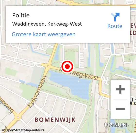 Locatie op kaart van de 112 melding: Politie Waddinxveen, Kerkweg-West op 16 november 2024 17:40