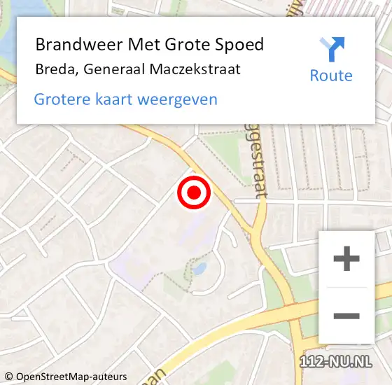 Locatie op kaart van de 112 melding: Brandweer Met Grote Spoed Naar Breda, Generaal Maczekstraat op 16 november 2024 17:46