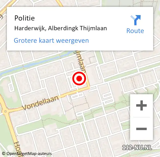 Locatie op kaart van de 112 melding: Politie Harderwijk, Alberdingk Thijmlaan op 16 november 2024 17:54