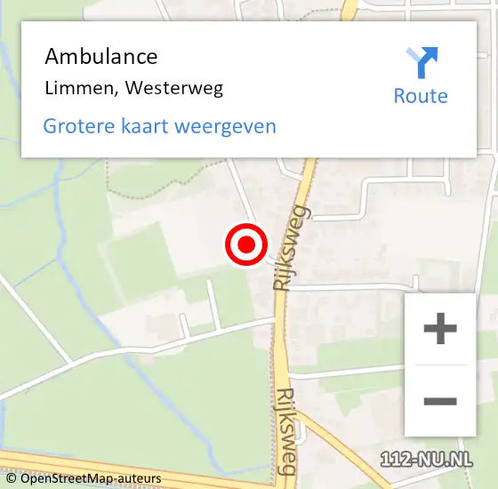 Locatie op kaart van de 112 melding: Ambulance Limmen, Westerweg op 16 november 2024 18:00