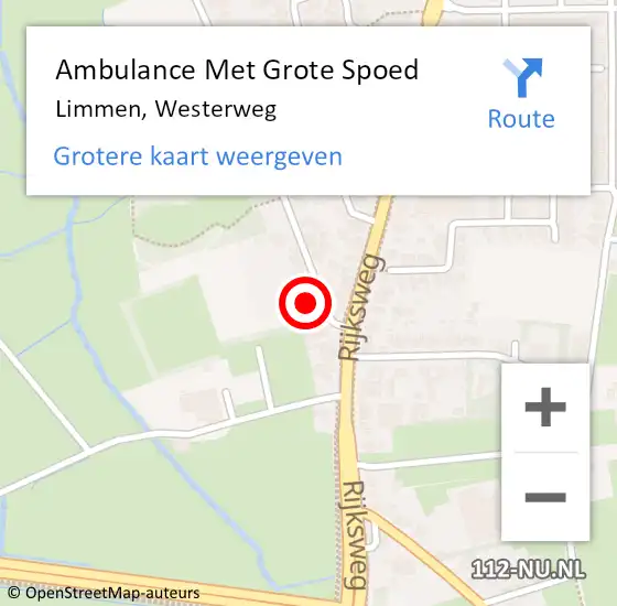 Locatie op kaart van de 112 melding: Ambulance Met Grote Spoed Naar Limmen, Westerweg op 16 november 2024 18:02