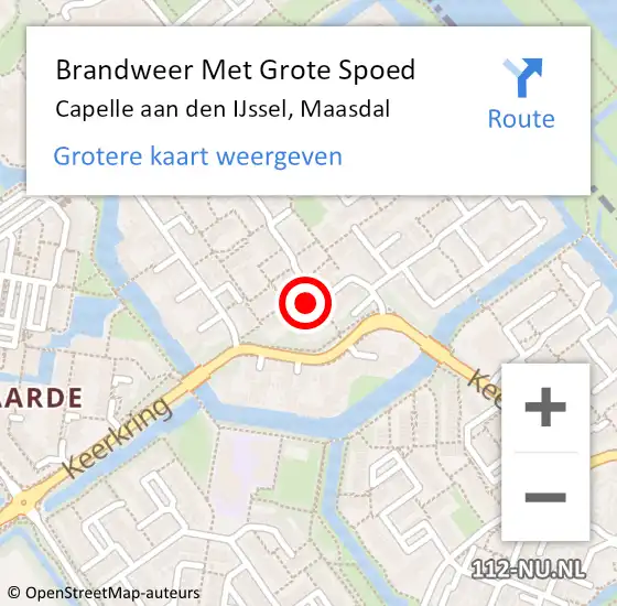 Locatie op kaart van de 112 melding: Brandweer Met Grote Spoed Naar Capelle aan den IJssel, Maasdal op 16 november 2024 18:17