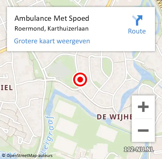 Locatie op kaart van de 112 melding: Ambulance Met Spoed Naar Roermond, Karthuizerlaan op 16 november 2024 18:36