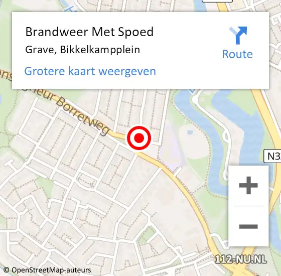 Locatie op kaart van de 112 melding: Brandweer Met Spoed Naar Grave, Bikkelkampplein op 16 november 2024 18:41