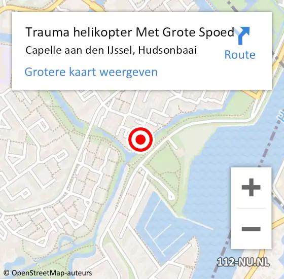 Locatie op kaart van de 112 melding: Trauma helikopter Met Grote Spoed Naar Capelle aan den IJssel, Hudsonbaai op 16 november 2024 19:07