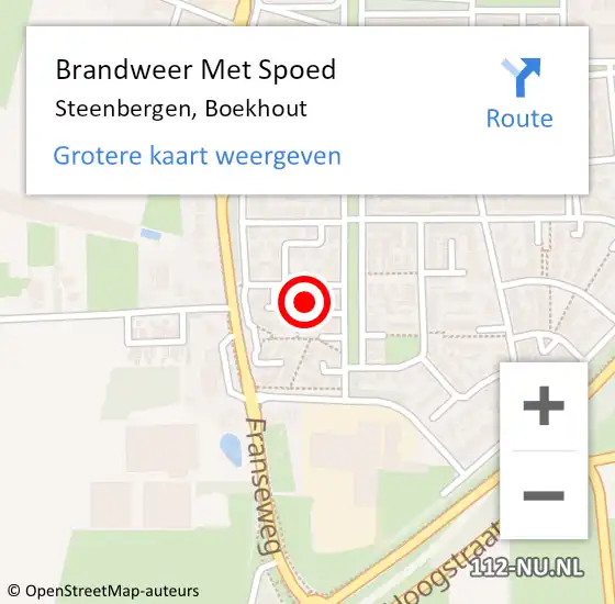 Locatie op kaart van de 112 melding: Brandweer Met Spoed Naar Steenbergen, Boekhout op 16 november 2024 19:36