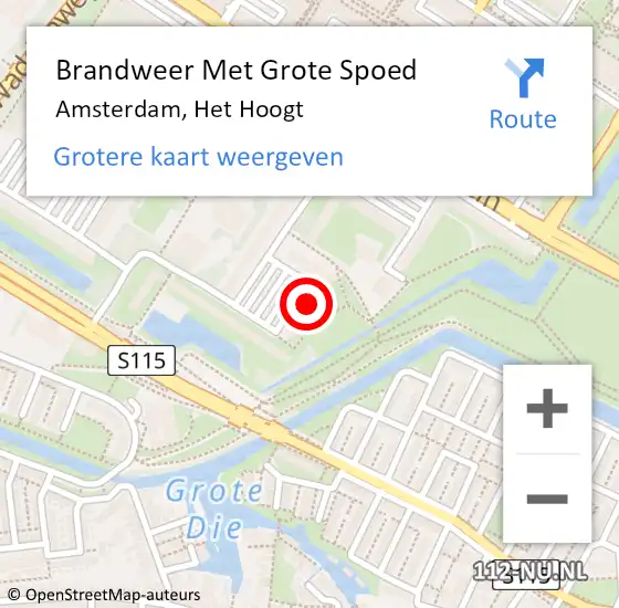 Locatie op kaart van de 112 melding: Brandweer Met Grote Spoed Naar Amsterdam, Het Hoogt op 16 november 2024 19:51