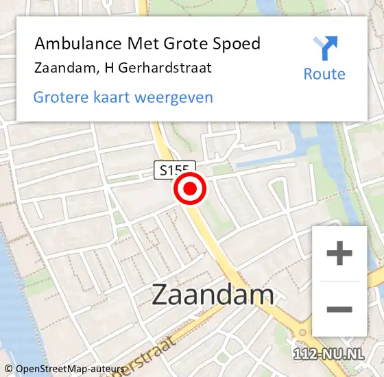 Locatie op kaart van de 112 melding: Ambulance Met Grote Spoed Naar Zaandam, H Gerhardstraat op 16 november 2024 20:01