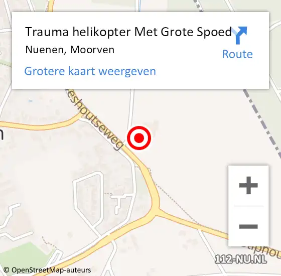 Locatie op kaart van de 112 melding: Trauma helikopter Met Grote Spoed Naar Nuenen, Moorven op 16 november 2024 20:03