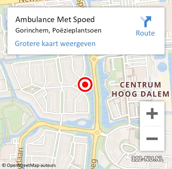 Locatie op kaart van de 112 melding: Ambulance Met Spoed Naar Gorinchem, Poëzieplantsoen op 16 november 2024 20:07