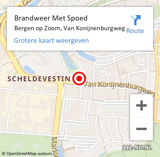 Locatie op kaart van de 112 melding: Brandweer Met Spoed Naar Bergen op Zoom, Van Konijnenburgweg op 16 november 2024 20:18