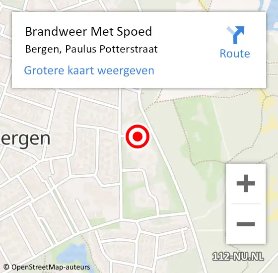 Locatie op kaart van de 112 melding: Brandweer Met Spoed Naar Bergen, Paulus Potterstraat op 16 november 2024 20:44