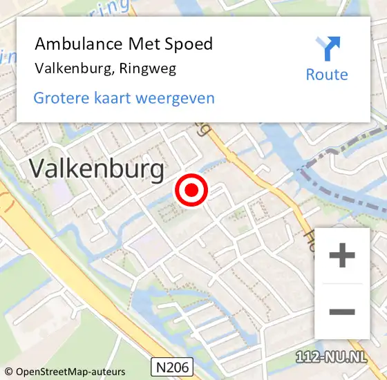 Locatie op kaart van de 112 melding: Ambulance Met Spoed Naar Valkenburg, Ringweg op 16 november 2024 21:02