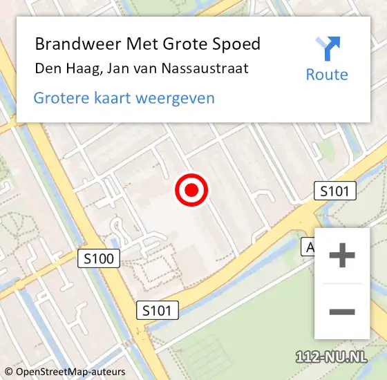 Locatie op kaart van de 112 melding: Brandweer Met Grote Spoed Naar Den Haag, Jan van Nassaustraat op 16 november 2024 21:04