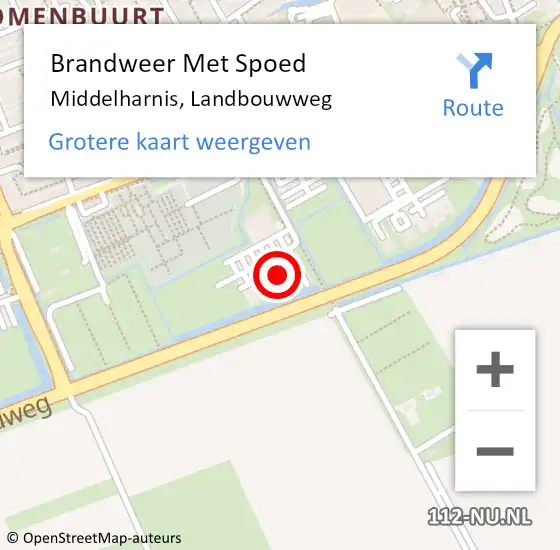 Locatie op kaart van de 112 melding: Brandweer Met Spoed Naar Middelharnis, Landbouwweg op 16 november 2024 21:08