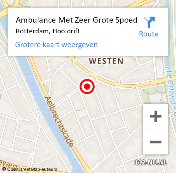 Locatie op kaart van de 112 melding: Ambulance Met Zeer Grote Spoed Naar Rotterdam, Hooidrift op 16 november 2024 21:11